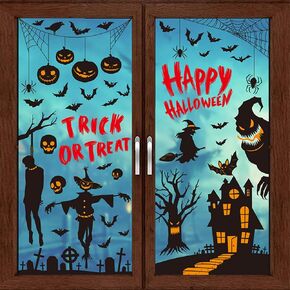 6 Sheets Halloween Window Clings Horror Female Ghost Window Decor for Glass Window Double Side Halloween Window Decorations Bloody Hands Grim Reaper Window Stickers for Living Room Halloween Party