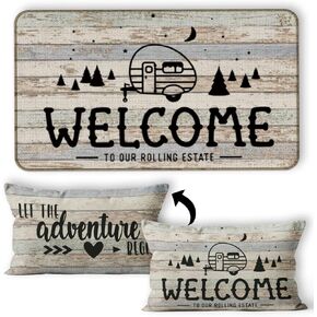 Bear Camping Door Mat - Bear Rug for Nursery, 30''x17'' Camper Rugs for Inside, RV Rugs for Inside, Cabin Rugs, Bear Rugs for Cabin