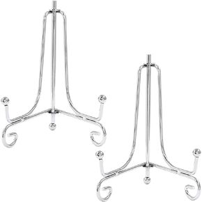 Murtenze 8 Inch Plate Stands For Display, Silver Iron Display Stand Photo Holder Stand, Silver Foldable Easel Stand Holder for Photo Frame, Artwork, Decorative Plates, Book, Photo,（2 Pack）