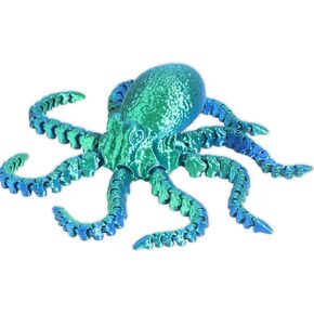 3D Printed Octopus,Articulated Lifelike Collectible Figurine,Perfect for Home Office Décor & Gift （10.5"） (Blue+Red)