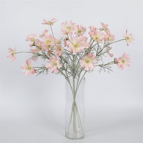 4Pcs White Fake Flowers Cosmos Artificial Flowers Plants Silk Flower Arrangements Wedding Decorations Plastic Table Centerpieces for Home Kitchen Garden Party Decor