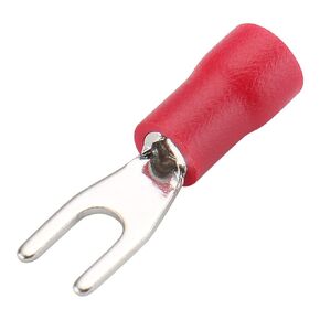 Baomain SV 1.25-3 Spade Terminal Vinyl Insulated - Single Crimp 0.5-1.5mm² 22-16 Wire Size, #4 3.2mm Stud Size Red (100PCS)