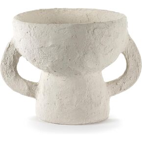 Decorative Vase with Handles | Earth interior accessories by Marie Michielssen | White Paper Mache Home Decor Living Room on Coffee Table | Kitchen Decorations | Entryway Table Decor Shelf Pot L