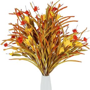 Fall Flowers Artificial for Decoration 6 Bundles Fall Leaves Fall Stems Fake Flowers in Vase for Autumn Home Office Wedding Thanksgiving Halloween Decor