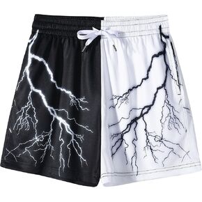 GINTPK Mens Graphic Shorts Sports Basketball Quick-Drying Mesh Drawstring Shorts