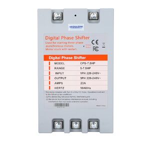 3 Phase Converter, Digital Phase Shift 5.5KW 7.5HP 23Amps 220-240V, Single to Three Phase Converter for 3PH Motors, Automatic Restart to Protect Motor from Blocking