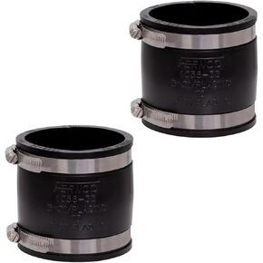 Fernco 1056-33 3-in. Flexible PVC Pipe Coupling for Cast Iron and Plastic Plumbing Connections, 2-Pack