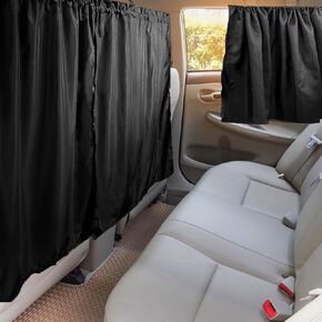 4 Pcs Double Layer Thickened Car Curtains Set, 95% Light Blocking Car Window Shades Covers, Include 2 Side Window Covers, 1 Divider Curtain & 1 Storage Bag, Sedan SUV Accessories for Camping Sleeping