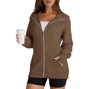 HDLTE بلوزات طويلة بغطاء للرأس للنساء - سترة بقلنسوة عصرية خفيفة الوزن للمراهقين لطيفة Y2K من القطن بقلنسوة 2024 أساسية للخريف in Kuwait