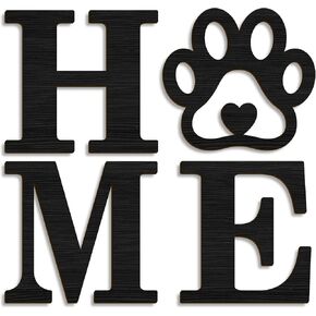 4 Pieces Paw Love Dog Wooden Wall Decor Paw Prints Wall Art Decoration for Dog Lover Home Decor and Dog Mom Black Wood Art Deco Style Dog Lover Wall Hanging Decor (Home)
