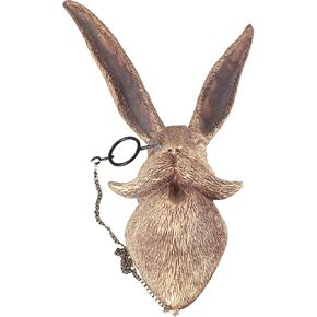 Leadigol Wall Decor Rabbit Head Wall Hanging,Bronzed Resin Animal Head Sculpture with Glasses Wall Mounted Figurine Hanging Pendant