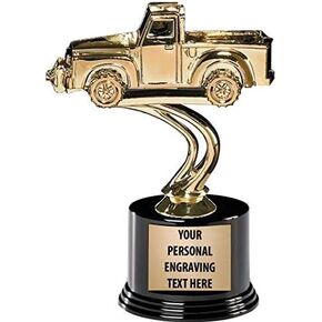 Crown Awards Pickup Trucks Trophies with Custom Engraving, 7.25" Personalized Car Show Automobile Trophy On Deluxe Round Base Prime