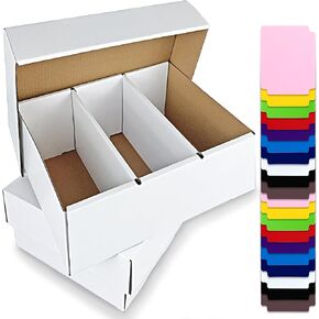 MUMULULU 2 Pack Trading Card Storage Box Corrugated Cardboard Storage Boxes with Dividers for Football Basketball Baseball Card