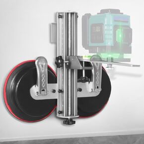 Adjustable Suction Cup Laser Level Stand, Flexible Aluminum Alloy Laser Level Support Mount with Bubble Level, Extra 5/8"-11 Adapter