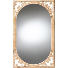 bali & pari Isley Natural Rattan Wall Accent Mirror, Rectangular