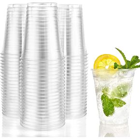 Nicole Home Collection 100 Count Disposable Plastic Cups, Crystal Clear, Durable PET 18 oz. BPA Free