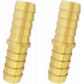 Barb Splicer Mender, Brass Barb Hose Fittings, 5/16 Inch to 5/16 Inch Hose Mender, Brass Barb Union for Air, Water, Oil, Gas, 2pcs