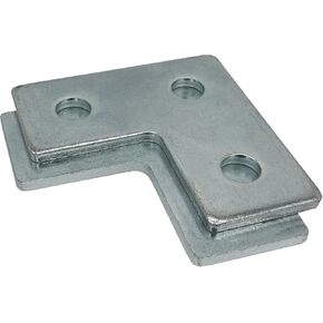 4 Pack - 3 Hole, L Shaped Flat Plate Connector for 1/2" Bolt in 1-5/8" Strut Channel - Heavy Duty, Electro-Galvanized (4)