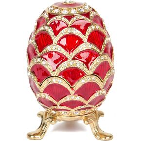 QIFU Easter Egg Style Enamel Trinket Box Hinged Unique Gift for Family