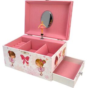 The San Francisco Music Box Company Ballet Recital Musical Jewelry Box with Side Drawers