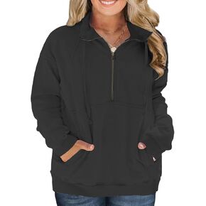VISLILY Plus-Size-Sweatshirts for Women Oversized Half Zip Pullover Casual Long Sleeve Sweater Trendy Tops with Pocket XL-5XL