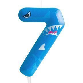 4th Birthday Candle Shark Number 4 Candle Shark Cake Decoration Birthday Party Supplies Blue Shark Ocean Animals Themed Cake Topper Decorations for Kids Boy Girl Party Decor Supplies in Kuwait