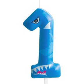 4th Birthday Candle Shark Number 4 Candle Shark Cake Decoration Birthday Party Supplies Blue Shark Ocean Animals Themed Cake Topper Decorations for Kids Boy Girl Party Decor Supplies in Saudi Arabia