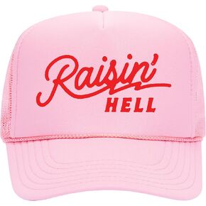 Raisin' Hell Trucker Hat | Vintage Cowboy Cowgirl Western Country Trendy | Premium Mesh Foam Snapback Hat for Men & Women
