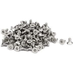 uxcell M2x4mm 304 Stainless Steel Flat Head Torx Anti Theft Machine Screws 100pcs