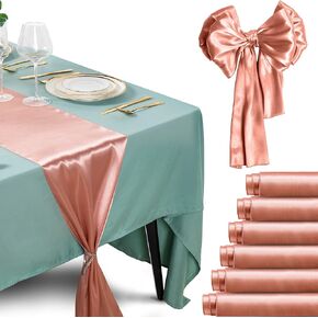 Homiest 4 Pack Satin Table Runners Gold Table Decor, Bright Wedding Table Runner 12 x 108 Inches Long Table Decorations, Silky Birthday Party Table Runner for Reception Engagement Graduation Banquet
