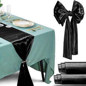 Homiest 4 Pack Satin Table Runners Gold Table Decor, Bright Wedding Table Runner 12 x 108 Inches Long Table Decorations, Silky Birthday Party Table Runner for Reception Engagement Graduation Banquet