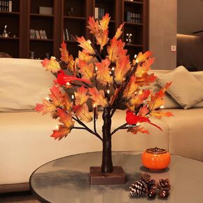 Fanshunlite Artificial Maple Tree Fall Light, 24 LED Art Decor Table Lamp for Thanksgiving Wedding Party Autumn Harvest Indoor Home Decoration, Acorns
