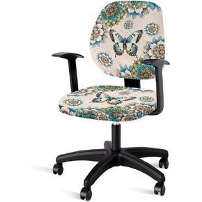 Cow Print 2 Pcs Office Chair Slipcovers Computer Chair Backrest and Cushion Seat Covers Stretchable Desk Chair Slipcovers Dining Chair Protective Covers for Office Worker