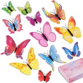 72 Pcs Butterflies Wall Decorations, 3D Butterfly Stickers for Party Decorations, Applicable to Cake Decorations, Birthday Decorations and Room Decor (Colorful)