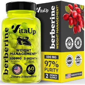 Berberine Supplement 500mg - USA Made Berberine 500mg - 97% Tested Purity Berberine HCL - Berberine Supplements with Berberine Powder for Weight Management, Energy, Immune Support - 60 Capsules