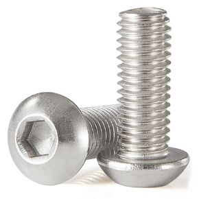 #8-32 x 3/4" Button Head Socket Cap Screws Bolts, Stainless Steel 18-8 (304), Metric Allen Hex Drive, Fully Threaded, Bright Finish, 50 PCS