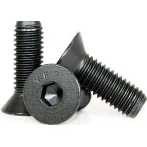 Socket Flat Countersunk Head Cap Screw, 8-32 x 1/2", Alloy Steel, Black Oxide, Hex Socket (Quantity: 100) Coarse Thread, #8 Hexagonal Allen Bolt, Length: 1/2 inch, Full Thread