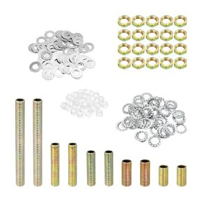 PATIKIL 1/8IP Thread 5 Size Lamp Pipe Kit with Lock Nuts Washers, 3 Set Fasteners Assortment Hardware for Chandelier Ceiling Light DIY, Zinc Plating