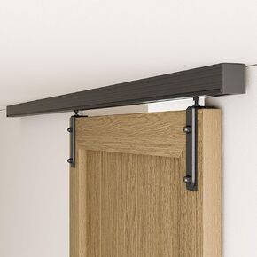 6FT Ceiling Mount Box Rail Barn Door Hardware Kit,Heavy Duty Steel Sliding Barn Door Track,Fit Interior and Exterior Door,Easy Install(No Door)