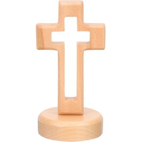 FOMIYES Free Standing/Wall Hanging Wood Plain Cross, Wooden Table Cross, Wood Standing Plain Cross, Table Altar Wood Cross Standing from The Holy Land Rustic Table Decor