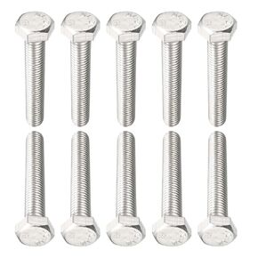 M8x55mm(DxL) Full Thread Hex Bolts - 10Pack - Good for Furniture - 304 Stainless Steel Hexagon Head Cap Bolts Screws - Silver Tone