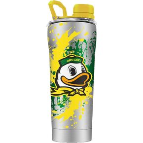 Gametime Sidekicks Oregon Stainless Steel Shaker Tumbler w/Shaker Ball - Officially Licensed, 18/8 Stainless Steel, Double-walled, Vacuum-insulated, UV LED Printed Logos, Sweatless, Stays Hot/Cold -