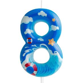 Blue Ocean Birthday Candles Summer Ocean Number 6 Candle Blue Ocean Party Decorations for Cake Toppers Hawaiian Beach Theme Party Supplies Boy Girl Birthday Party Decorations Favors Gifts