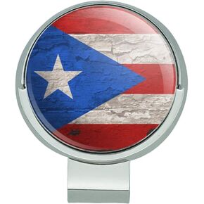 GRAPHICS & MORE Rustic Distressed Puerto Rico Flag Wood Look Golf Hat Clip with Magnetic Ball Marker
