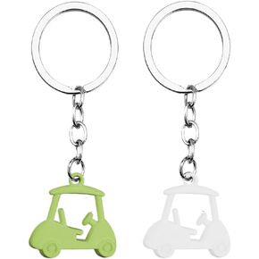 Golf Cart Charm Keychain for Brother Sister Golf Player Gifts for Son Daughter Birthday Gifts for Boyfriennd 2 PCS