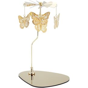 Spinning Candle Holder with Tray Gold Carousel Candle Spinner Windmill Metal Rotating Tea Light Candle Holder Candlestick Ornament for Table Centerpiece Home Party Wedding Decoration