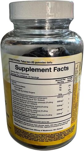 Functional Gummies - Lions Mane, Cordyceps, Chaga, Reishi - Immune System Booster & Nootropic Brain Supplement - 60 Gummies in Saudi Arabia