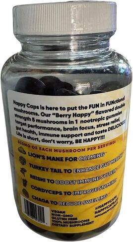 Functional Gummies - Lions Mane, Cordyceps, Chaga, Reishi - Immune System Booster & Nootropic Brain Supplement - 60 Gummies in Saudi Arabia