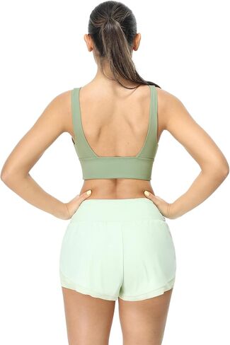 icyzone Women's Sports Bras, Padded Open Back Yoga Bras Crop Top Medium Impact in Saudi Arabia
