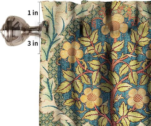 William Morris Bohemia Plant Art Curtain Valance, Floral Patterns Vintage Floral Patterns Window Valance, for Bedroom Living Room Cafe Bathroom 1 Panels W54xL18in in Saudi Arabia